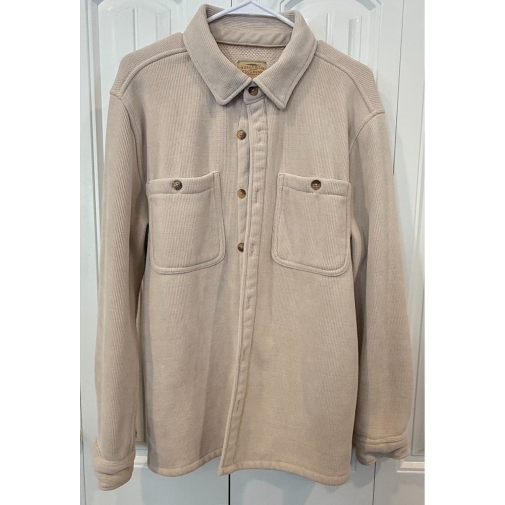 Telluride Clothing Co Shacket Men's M Beige Sherpa Lined Waffle Knit Jacket